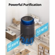 COWAY Air Purifier for Bedroom Home up to 810 ft², HEPA Filter for Smoke, Allergies, Pet Dander, Odor, AQI Monitor, Auto Mode, Timer, Filter Indicator, Night Light, Airmega 100 Black