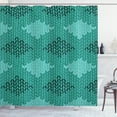 thumbnail image 1 of Abstract Shower Curtain, Lace Pattern Inspired Image with Wheat Shaped Elements Art Print, Fabric Bathroom Set with Hooks, 69W X 75L Inches Long, Dark Seafoam and Multicolor, by Ambesonne, 1 of 3