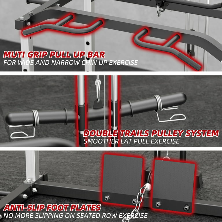 Vanswe 1200lb Power Cage Home Gym with LAT Pulldown, Weight