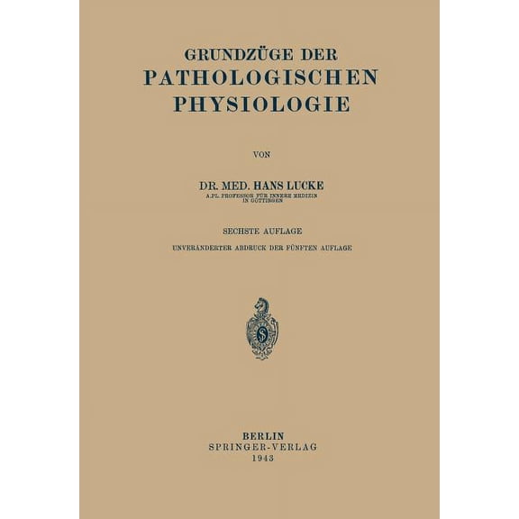 Grundzüge Der Pathologischen Physiologie, (Paperback)