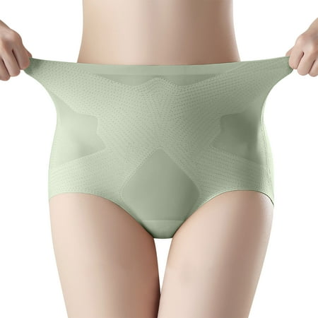 Wdfiry Women s Seamless High Waist Briefs Underwear Breathable Solid Color Stretchy Tummy Control Panty Comfortable Hip Lift Full Coverage Briefs
