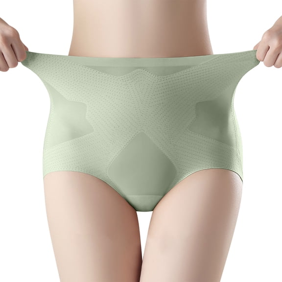 Ohufall Women's Seamless High Waist Briefs Underwear Breathable Solid Color Stretchy Tummy Control Panty Comfortable Hip Lift Full Coverage Briefs