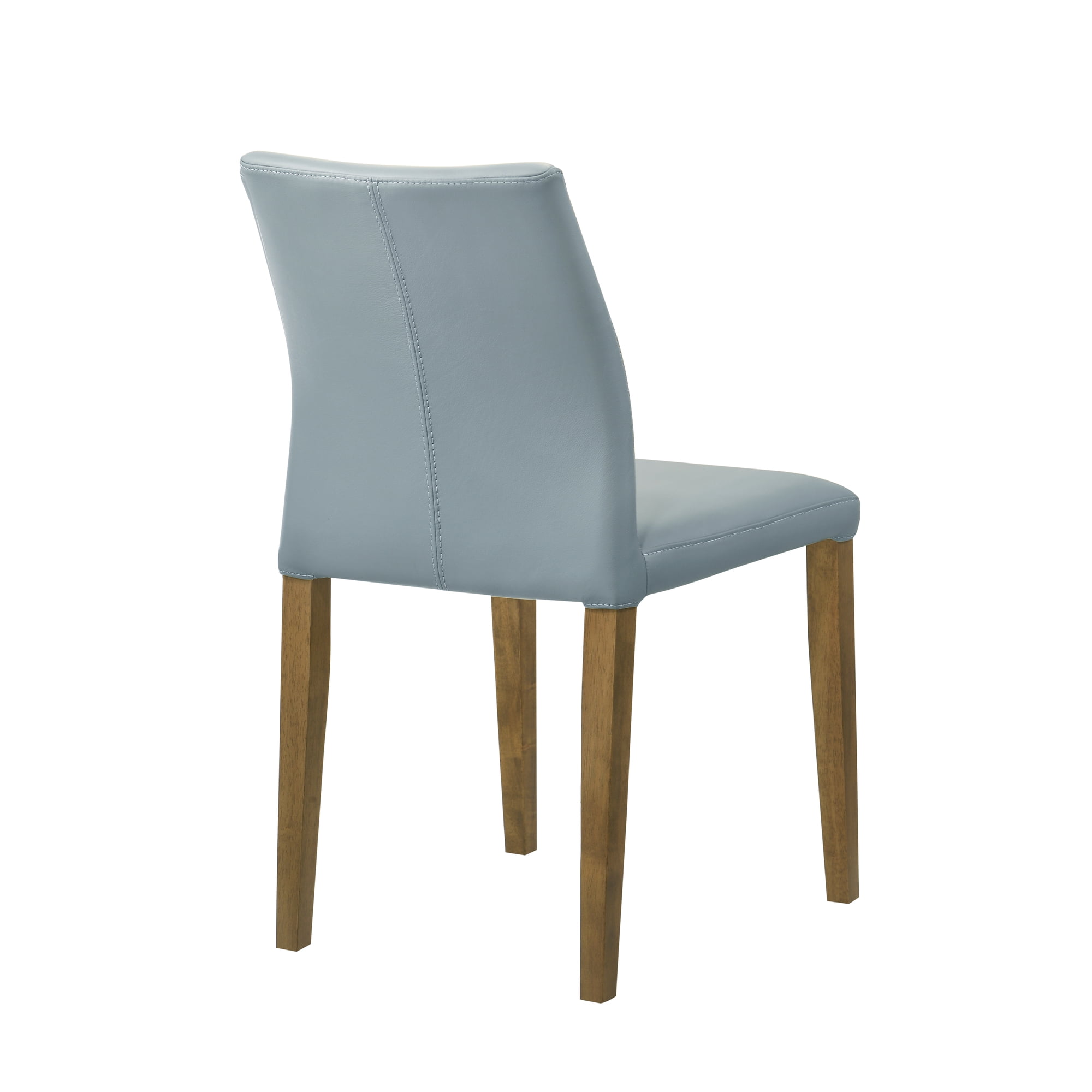 Elyza Full Back Top Grain Leather Upholstered Wood Dining Chairs in Blue - Set of 2