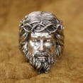 thumbnail image 3 of 925 Sterling Silver Jesus Christ Ring Biker Punk Open Ring TA434 US Size 8, 3 of 16