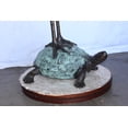 thumbnail image 3 of Nifao Blue Heron Perched on Turtle Outdoor Fountain Statue, Bronze Garden Water Feature Sculpture for Patio & Yard – Garden Outdoor Decor Sculpture, 21"L x 16"W x 64"H, 3 of 12