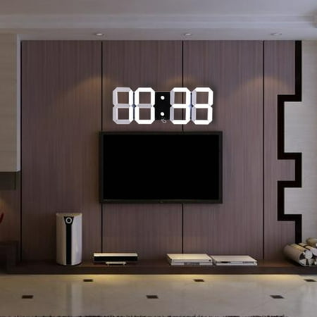 Remote Control Digital LED Wall Clock Alarm Stopwatch Thermometer Countdown Calendar