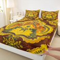 thumbnail image 3 of Homewish Vintage Tribal Damask Twin Sheet Sets for Female, Hippie Flower Floral Twin Fitted Sheet, Gold Bohemian Mandala Flat Sheet, Microfiber Bedroom Decor, 3-Piece, 3 of 7