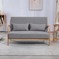 thumbnail image 3 of Leisure Chair with Solid Wood Armrest and Feet, Mid-Century Modern Accent Sofa,2 seat, 3 of 15