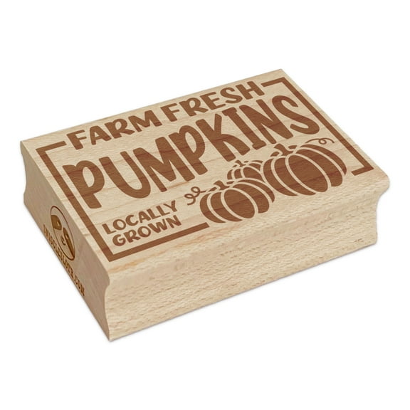 Farm Fresh Pumpkins Fall Halloween Rectangle Rubber Stamp Stamping Scrapbooking Crafting - Small 1.7in