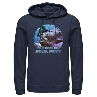 Men's Star Wars: The Book of Boba Fett Rancor and Boba  Pull Over Hoodie Navy Blue Large