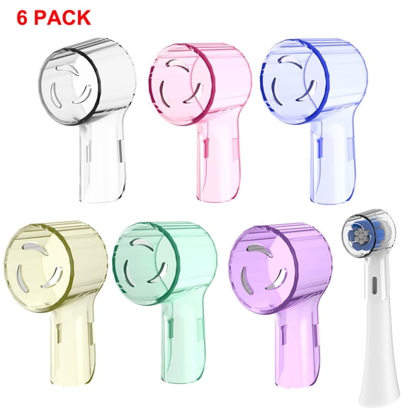 6 Pack Dustproof Protective Covers for Toothbrush Head Compatible with Oral B, Fits for Oral-B iO Series, Pro 1000, 1500, 5000, 7500 Electric Toothbrush, Protects and Convenient Travel