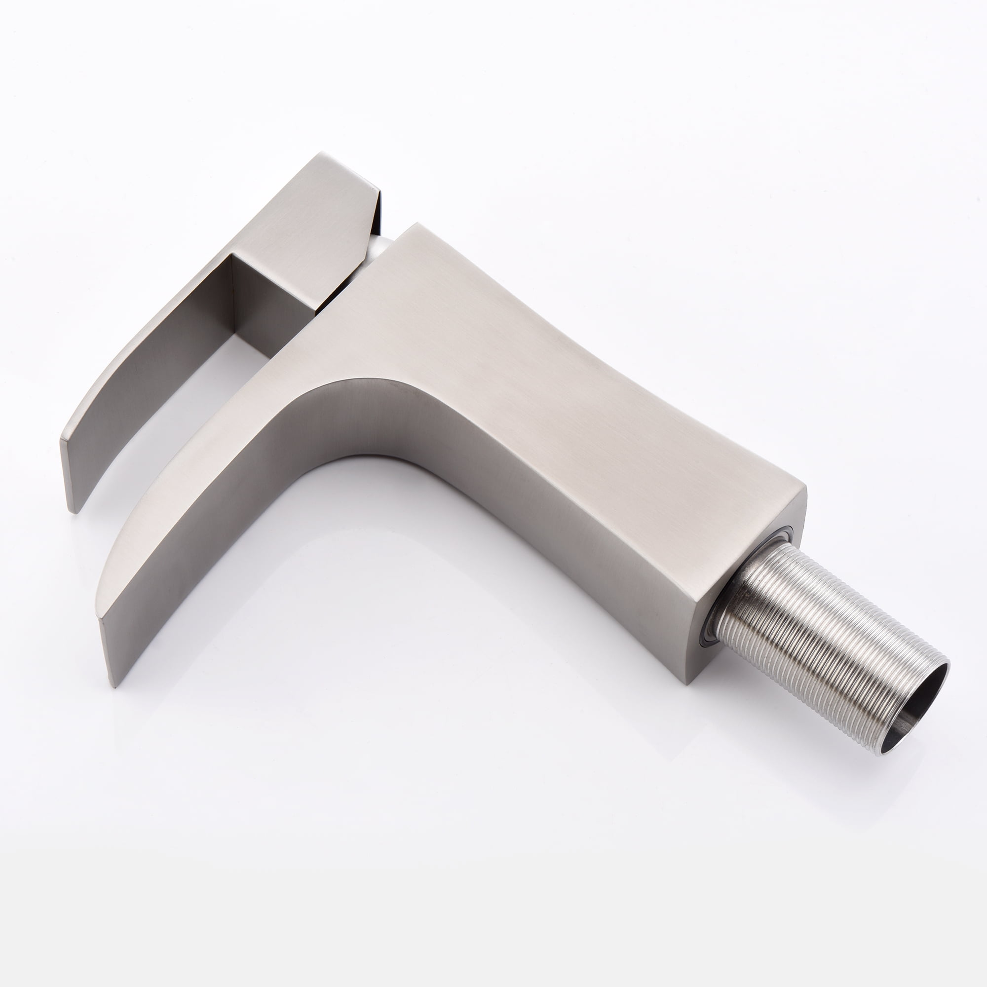 SUMERAIN Bathroom Faucet Brushed Nickel Single Hole Waterfall Bathroom Sink Faucet Stainless Steel Vanity Faucet