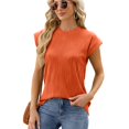 thumbnail image 2 of LYMAYTER Hauts Texturés à Manches Courtes Col Rond pour Femmes Été Décontracté T-Shirts Tricotés Blouses pour S-2TG, 2 of 10
