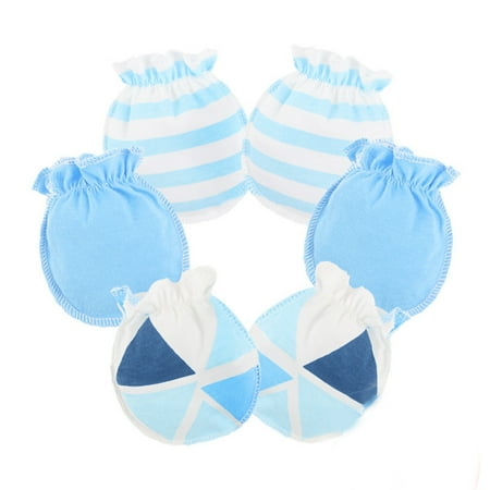 3 Pairs Baby Infants Soft Cotton Gloves Elastic Rubber Band No Scratch Newborn Toddler