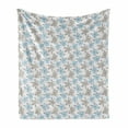 thumbnail image 1 of Floral Soft Flannel Fleece Blanket, Summer Flora Abstract Bluegrey Flowers and Small Leaves Pastel Illustration, Cozy Plush for Indoor and Outdoor Use, 50" x 70", Pale Blue and White, by Ambesonne, 1 of 6