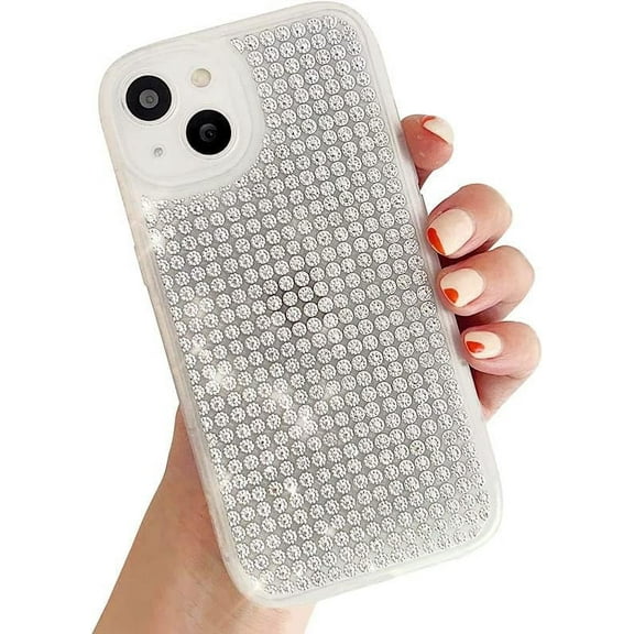 Compatible with iPhone 13 Glitter Case Bling Diamond 3D Sparkle Shiny Crystal Rhinestone Luxury Cute Clear Round Shock Protection Flexible TPU Cover for Women Girls