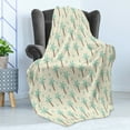 thumbnail image 4 of Palm Tree Soft Flannel Fleece Throw Blanket, Cartoon Style Pattern with Coconut Trees and Cactus Exotic Growth, Cozy Plush for Indoor and Outdoor Use, 50" x 60", Cream Cocoa Mint Green, by Ambesonne, 4 of 5