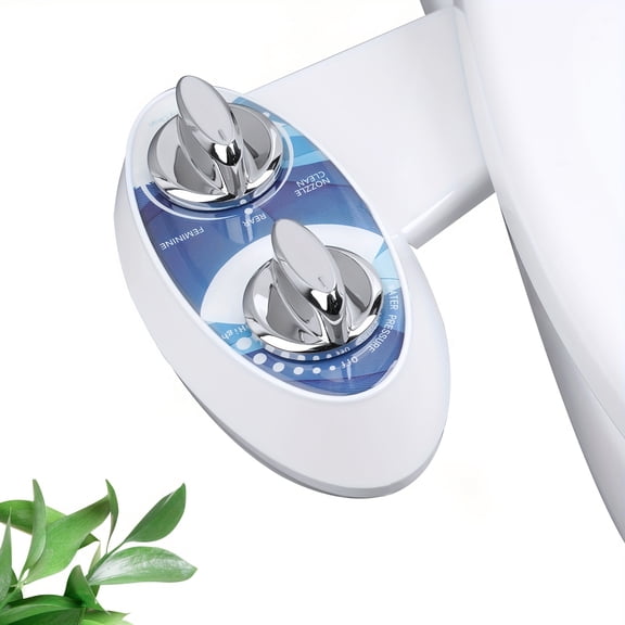 Toilet Bidet Attachment - Self-Cleaning, Dual Nozzle, Non-Electric Bidet for Toilet Seat, Adjustable Water Pressure, Rear and Feminine Wash (Blue) - For All Adults, Bathroom Hygiene