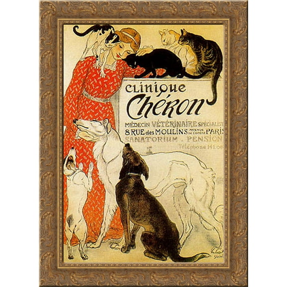 Clinique Cheron 24x18 Gold Ornate Wood Framed Canvas Art by Theophile Steinlen