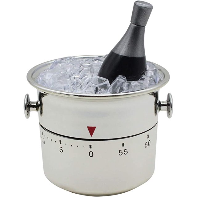 Temporizador de cocina Temporizador de cocción Recordatorio Cuenta regresiva de 60 minutos Gestión mecánica del tiempo (Botella de champán cromada) Rojo Verde
