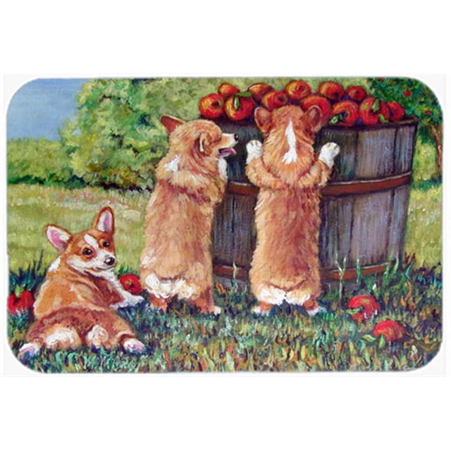 Carolines Treasures 7351JCMT Apple Helper Corgis Kitchen & Bath Mat, 24 x 36 in.