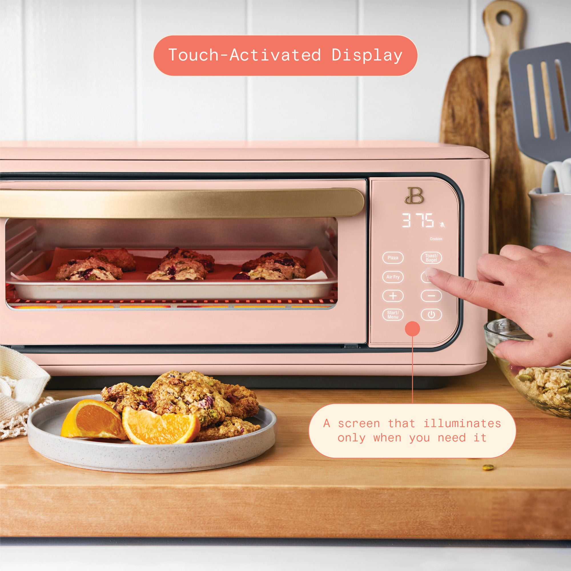 Beautiful Infrared Air Fry Toaster Oven, 9-Slice, 1800 W, Rose by Drew Barrymore