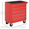 thumbnail image 2 of Coffre à Outils à Roulettes à 5 Tiroirs, Boîte à Outils Mobile Verrouillable, Organisateur de Rangement avec Poignée pour Atelier, Mécaniciens, Garage, Rouge, 2 of 7