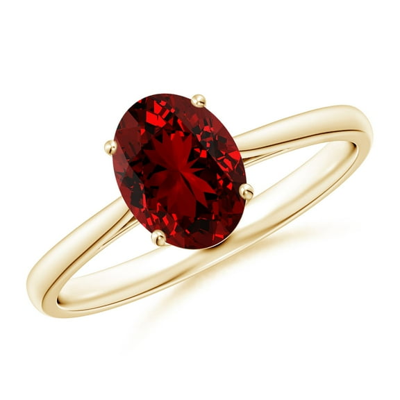 ANGARA Lab Grown 1.25 Ct Oval Solitaire Ruby Cocktail Ring for Women in 14K Yellow Gold (Size-8x6mm) | July Birthstone, Birthday, Anniversary, Jewelry Gift for Women | Lab-Grown Ruby Ring
