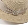 thumbnail image 5 of Cutuoiiu Sun Hat for Women Flat Top Straw Hat Satin Band Wide Brim Lightweight Summer Holiday Hat for Beach Outdoor Travel, 5 of 6