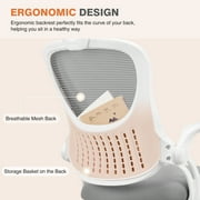 MCQ Office Chair, High Back Mesh Chair, with Headrest and Fixed Armrests, Grey