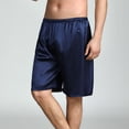 thumbnail image 3 of Defitshape Men's Satin Boxer Shorts Silk Sleep Luxury Elastic Waist Summer Soft Comfy Print Silky Loose Above Knee Solid Underwear Pj Pajama Bottoms Navy 3X-Large, 3 of 5