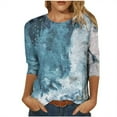 thumbnail image 1 of CHOK Ichuanyi Hauts pour Femmes Liquidation d'Été T-shirt Imprimé Mode pour Femmes Blouse Mi-Longue Manches 3/4 Col Rond Hauts Décontractés, 1 of 5