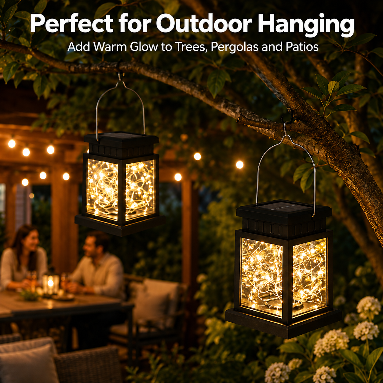 Mehoom 4-Pack Solar Lanterns, 40 LED, Warm White Vintage photo 5