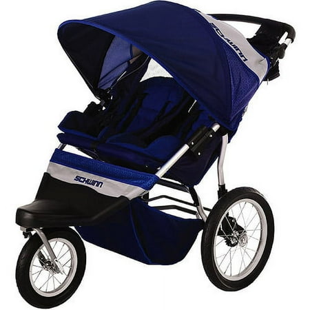 Schwinn - FreeWheeler Double Jogging Stroller, Blue/Grey