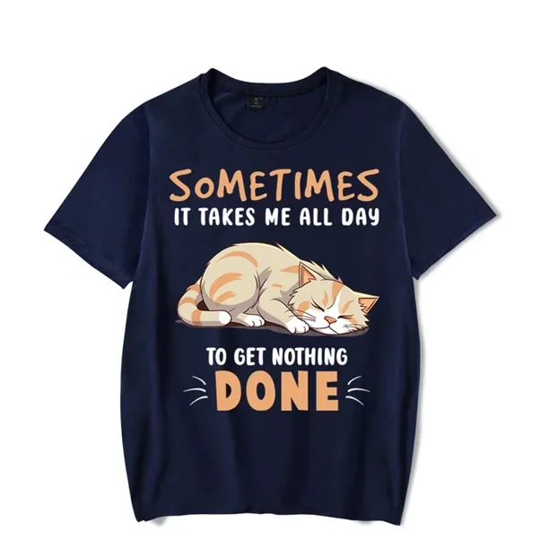 Camisetas gráficas "A veces me lleva todo el día", divertidas camisetas de gato, camisetas oversize, camisetas Harajuku de moda, camisetas de marca para hombre