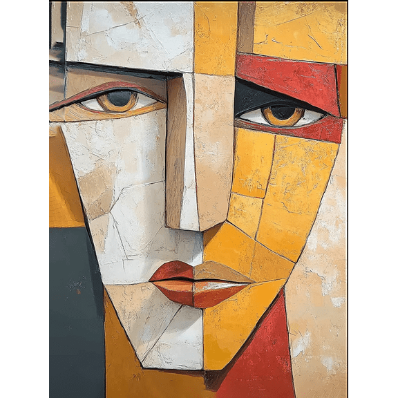 Abstract Cubism Face Canvas Painting, Suitable for Living Room, Bedroom, Office, Dining Room, and Hallway Decoration