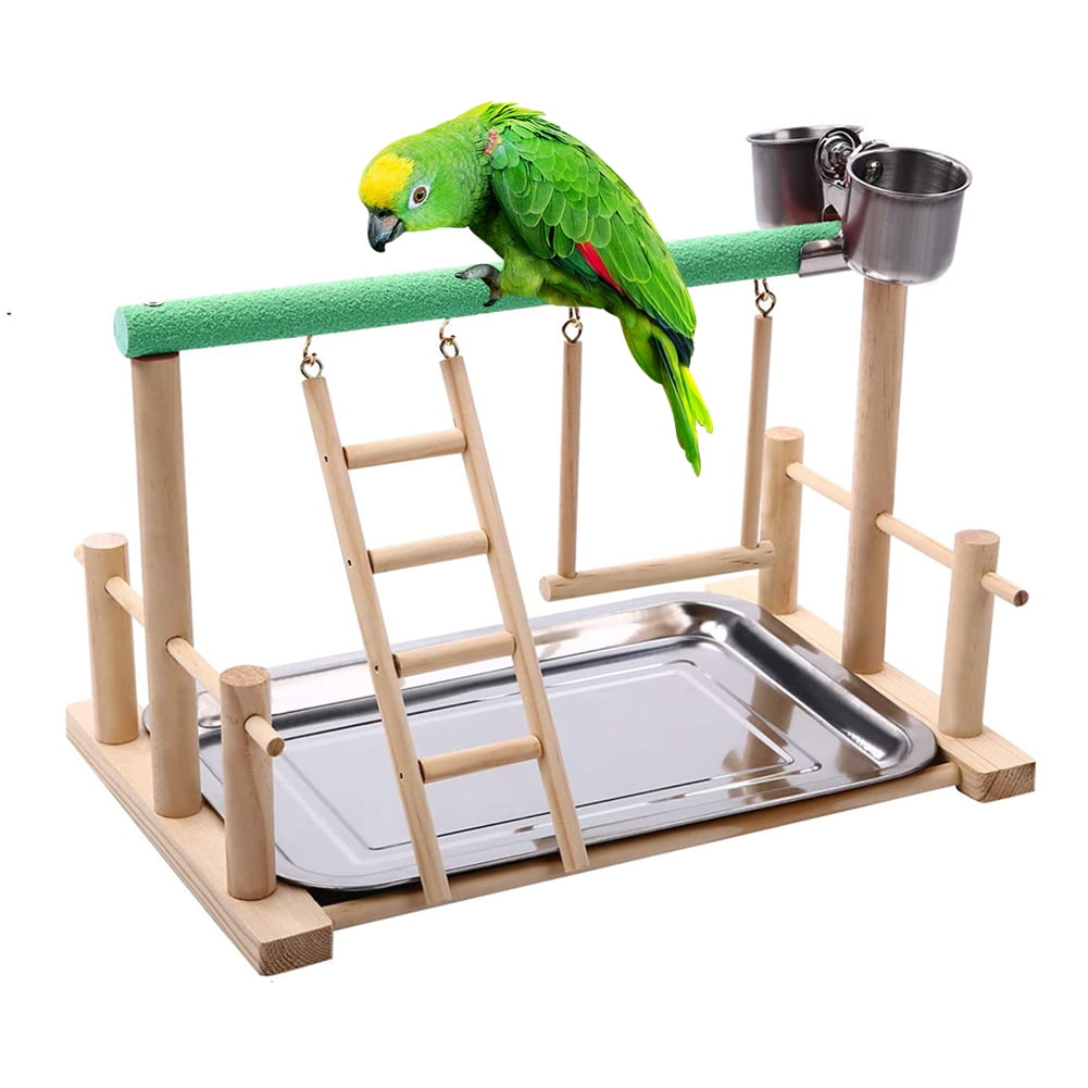 Parrot Perch Bird Play Stand Rack Play Center Perch with Mirror Playstand Toy 
