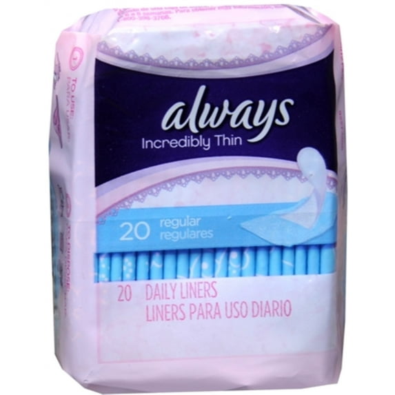 Always Thin Pantiliners Regular Unscented 20 Each (Pack of 2)