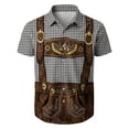 thumbnail image 2 of Men's Oktoberfest Lederhosen Themed Plaid Short Sleeve Button Down Shirt, 2 of 4