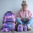 thumbnail image 2 of Yspwyqan Galaxy White Cat School Backpack Set for Kids, 4Pcs Girls Backpack Set with Lunch Box Pencil Case Water Bottle Bag, Lightweight Bookbag Fits 13 Inch Laptop for Elementary Middle School, 2 of 7