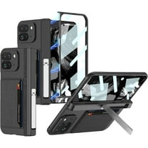 Magnetic Case for Google Pixel 9 Pro Fold Case Wallet with Card Holders, Camera Cover & Kickstand Built-in Screen Protector Anti-Scratches Shockproof Protective Case, Black