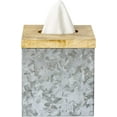 thumbnail image 1 of Confetti Bathroom & Desk Tissue Box Holder in Galvanized and Wood for Bathrooms & Vanity Spaces, 1 of 2