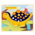 thumbnail image 1 of Children Preschool Educational Dinosaur Wooden Puzzle Birthday Gift Cartoon 3D Matching Puzzles Jigsaw Learning Toys, 1 of 5