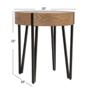Creative Co-Op Astoria Wood End Table with Metal Hairpin Legs, Natural and Black