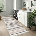 thumbnail image 2 of GlowSol 2'x6' Runner Rug Modern Striped Hallway Kitchen Runner Rugs Non-Slip Low Pile Bedroom Rug for Laundry Room, Gray/Multi, 2 of 8