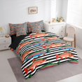 thumbnail image 2 of Manfei Whimsical Trout Full Size Bedding Sets, Stripe Abstract Full Size Bed in a Bag, Black White Orange, Black Reversible, 7-Piece, 2 of 6