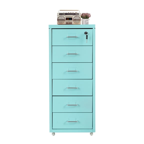 DUYIWAA 6 Tier Vertical File Cabinet Metal Filing Storage Drawer Lockable Files Organizer Cabinet For Home Office