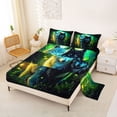 thumbnail image 2 of Manfei Wild Wolves Bed Sheets,Dark Moon Woodland Full Size Sheets,Green Black,4-Piece,1 Flat Sheet, 1 Fitted Sheet and 2 Pillowcases, 2 of 6