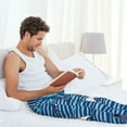 thumbnail image 5 of Honiee Sharks on White Blue Striped for men - a sleek fusion of Straight Pajama Pants, versatile Lounge Pants, and cozy Sleepwear, all rolled into one-Small, 5 of 6