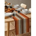 thumbnail image 3 of Burnt Orange Burlap Cotton Table Runner 13x60 Inches Long, Farmhouse Wood Grain Brown Vertical Striped Farmhouse Table Runners, Outdoor Dining Tablecloths Decor for Baby Shower/Party/Wedding, 3 of 6
